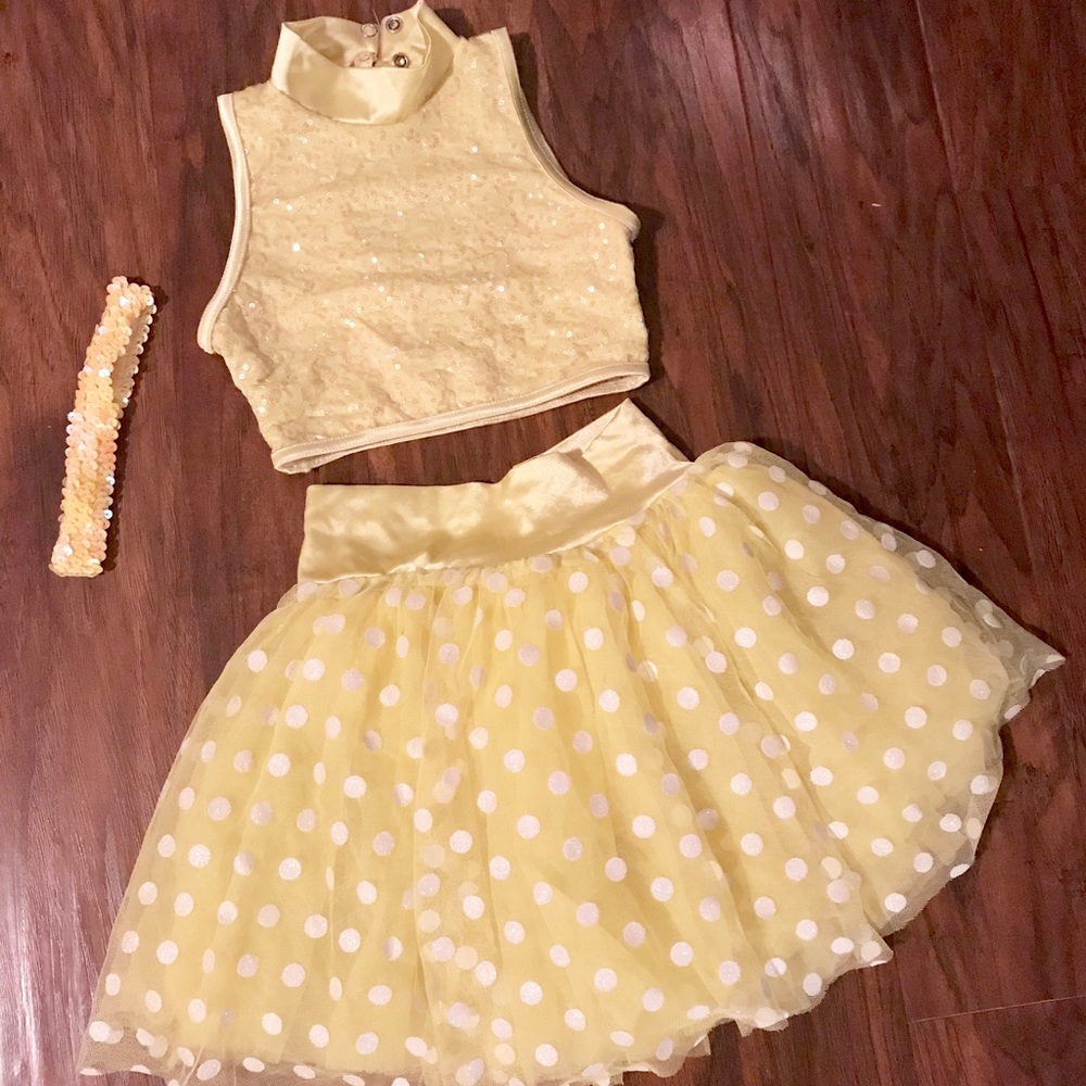 Yellow two piece dance costume